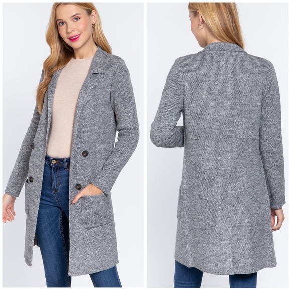 Jackets & Blazers - FEW LEFT❗Sophisticated Chic Heather Gray Open Knitted Sweater Coat